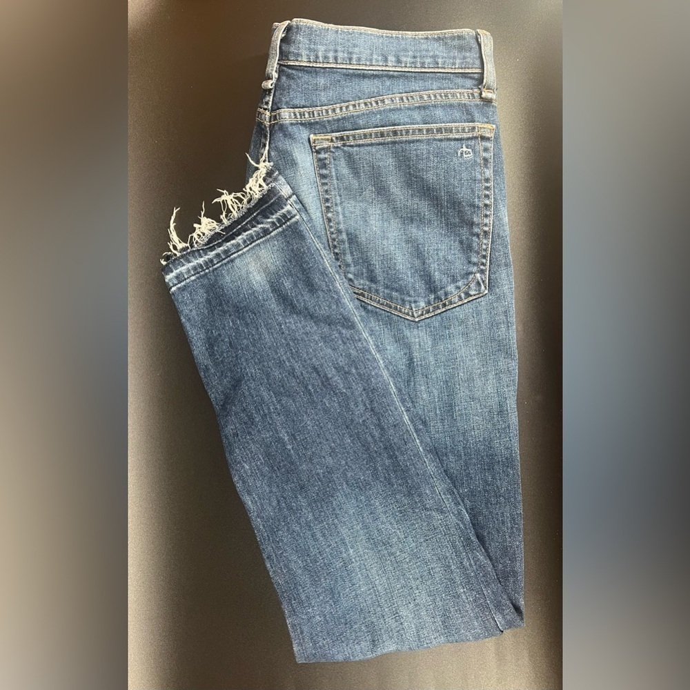 Rag & Bone 10 Inch Dre Denim Jeans In Bainbridge Wash Raw Hem Frayed Ankle 29 - Picture 5 of 11